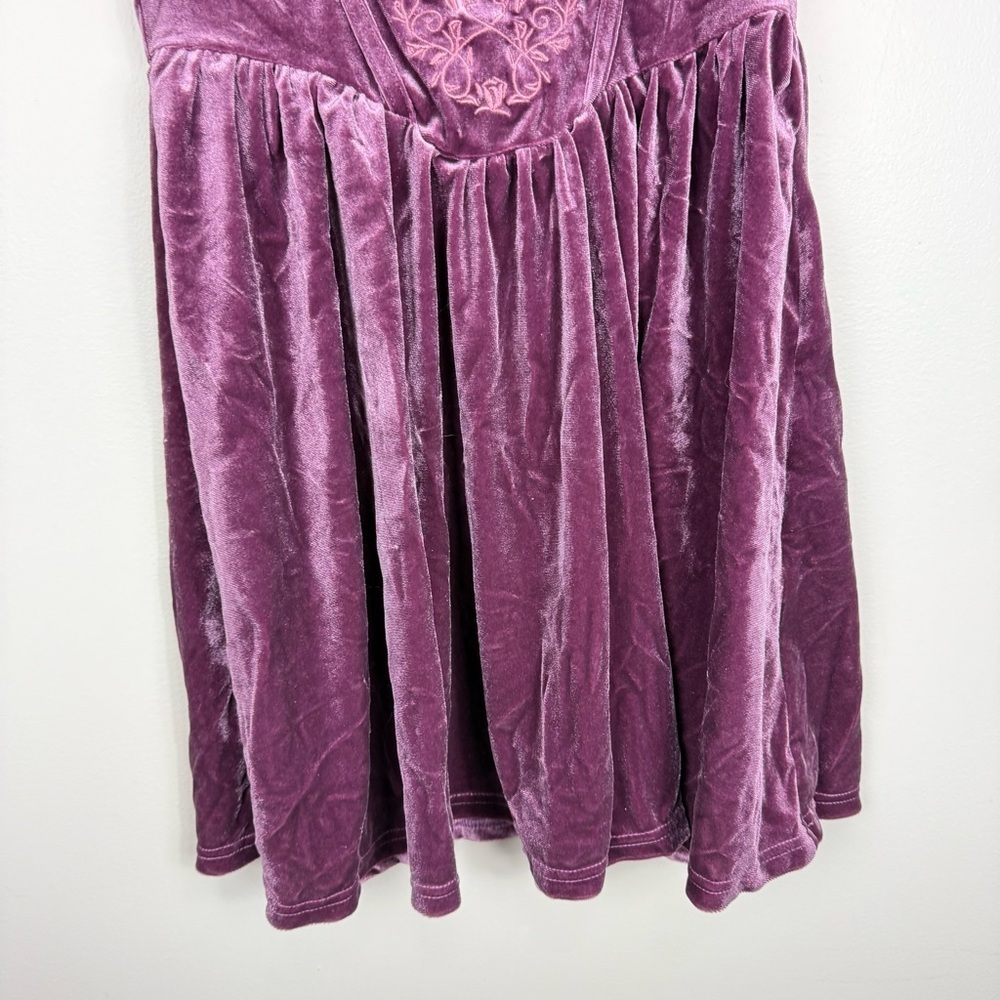 Shein Croquet Mod Floal Velvet Mini Dress Purple Womens Small Fit and Flare NWT - Picture 5 of 8